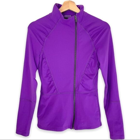 Karma Purple Ruched Mesh Panel Zip Jacket - Picture 1 of 9